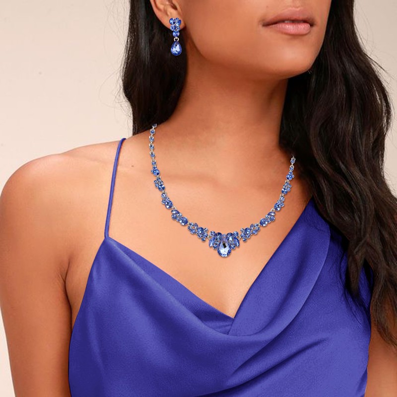 Ever Faith Bridal Jewellery Set Blue Rhinestone Crystal Wedding Prom