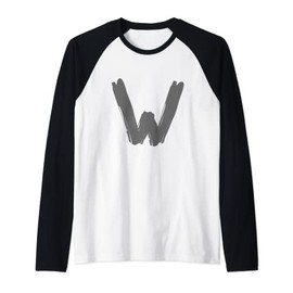Creative Bold Dark Grey Letter W - Alphabet - Marker Design Raglan Baseball Tee