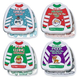 4E's Funny Christmas Poop Mint Tins - 4-Pack Gag Gift Stocking Stuffers for Kids, Teens, Adults, Men & Women, Holiday Candy for White Elephant Gift Exchange