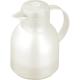 Emsa Samba 504687 Insulated Jug, 1 Litre, Quick Press Closure, 100% Leak-Proof, 12 Hours Hot, 24 Hours Cold – Translucent White, Plastic