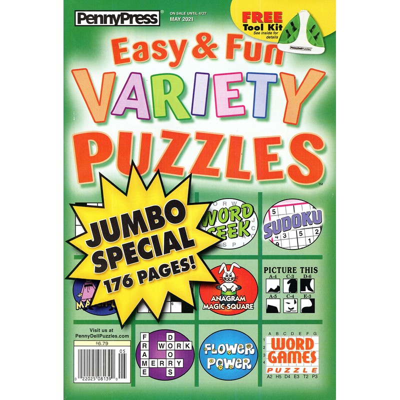 Lot Of 3 Penny Press Easy And Fun Variety Puzzles