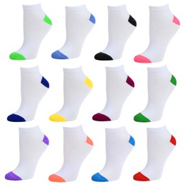 Debra Weitzner Womens Runner Ankle Socks - Low-Cut Colorful Socks (Size 9-11 and 10-13) 12 Pairs