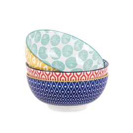 Selamica Ceramic Large Salad Bowls Set, 53 OZ Pho Bowls 8 Inch Soup Bowls for Kitchen, Large Serving Bowls for Ramen Pasta Fruit Dinner, Stackable & Sturdy, Set of 3, Assorted Colors