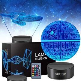 3D Star Wars Lamp -3 Patterns Night Light with Timing Remote Control and 16 Color Changing Decor lamp, Star Wars Toys Birthday for Boys Men Kids Fans