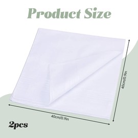 Pack of 2 Pocket Squares White, Pocket Square Silk, 40 cm Fabric Handkerchiefs, Men's Pocket Handkerchiefs, White Silk Scarf, Men's Handkerchiefs, Women Cotton Fabric Handkerchiefs, Suit, White, One