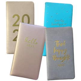 2025 Slim Week To View Marble with Foil & Rose Gold Slim And Glossy Design (Rose Gold)