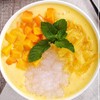 Small sago, coconut milk, sago dew, sago grains, raw mango
