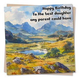 Beautiful Daughter Birthday Card From Parents - Happy Birthday To The Best Daughter Any Parent Could Have - Lake & Mountain Scene