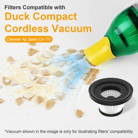 6 Pack Replacement Filters Compatible with Duck Compact Handheld Portable Cordless Vacuum Cleaner AS Seen On TV, Washable Filters for Duck Vac (Vacuum Not Included)