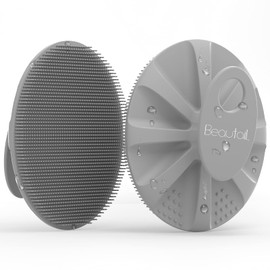 BEAUTAIL シリコン ボディスクラバー シャワー バス ウォッシュ ブラシ ジェントル エクスフォリエイティング スクラブ クレンジング ヘチマ 女性用 メンズ ベビー 敏感肌、清潔、泡立ち、衛生的、1パック、グレー