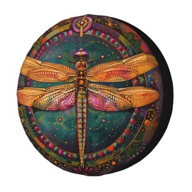 KiuLoam Vintage Mandala Dragonfly Spare Tire Cover Waterproof Dust-Proof Universal Sunscreen Wheel Tire Covers Fit for Trailer, RV, SUV and Many Vehicle 16 Inch