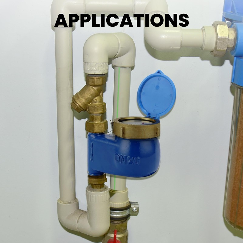 Watflow DN15 Vertical Water Meter with 1/2" NPT Couplings, Heavy