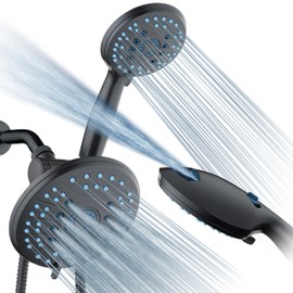 Hotel Spa AquaCare As-Seen-On-TV High Pressure 50-mode Rain & Handheld 3-way Shower Head Combo - Anti-clog Nozzles/Tub, Tile & Pet Power Wash/Extra Long 6 ft. Stainless Steel Hose/ORB Bronze Finish