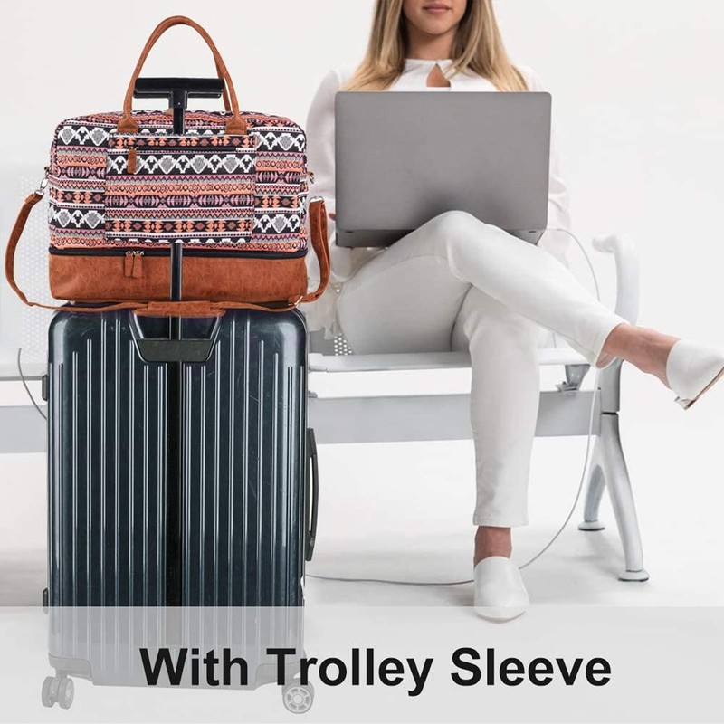 MyMealivos Canvas Weekender Bag, Overnight Travel Carry On Duffel Tote