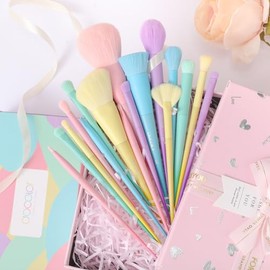 docolor Juego de 17 brochas de maquillaje coloridas, juego de brochas de maquillaje de alta calidad, para regalo sintético, mezcla de polvos, colorete, correctores, sombra de ojos, arcoíris, juego de brochas de maquillaje – Sueño de color