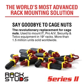 Rackstuds R20 Rack Mount Solution Series II – No More Cage Nuts! The Easiest and Safest Server Rack Solution in 19" Racks with Square Punched Vertical Rails | 20-Pack, Red, 2.2mm/0.086" Version