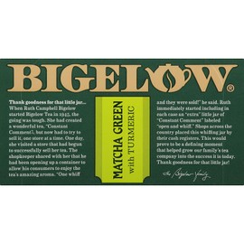Bigelow Tea Matcha Green Tea with Turmeric 18Count (Pack of 6) Caffeinated Individual Green Tea Bags, for Hot Tea or Iced Tea, Drink Plain or Sweetened with Honey or Sugar