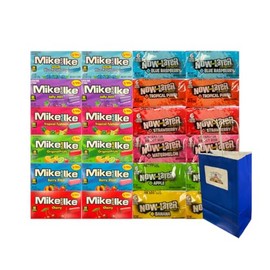 Assorted Candy Mix 24 Pack – Mike and Ike & Now and Later Variety, 6 Flavors Each, 2 of Each Flavor, Individually Wrapped with Bonus Blue Treat Bag for Parties, Gifts, or Events