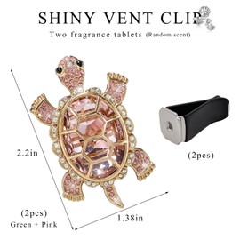 SHMZK 2PCS Bling Tortoise Car Air Vent Clips, Crystal Cute Turtle Air Fresheners Diffuser Vent Clip, Rhinestone Air Conditioning Outlet Clip Charm Car Interior Decor for Women Men