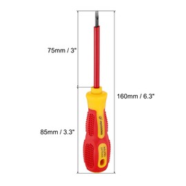 sourcing map 4pcs 1000v Insulated Electrician Screwdriver 3x75mm CR-V Magnetic Slotted Flat Head Insulation Screwdrivers