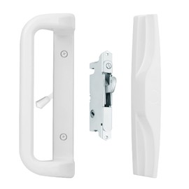 House Guard White Patio Door Handle Set with Mortise, Suitable for Replacement Doors Lock 3-15/16”Screw Hole Spacing.Choices That Add a Unique to Your Patio Glass Sliding Door.