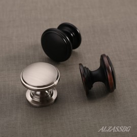 Alzassbg 10 Pack Brushed Satin Nickel Cabinet Knobs, 1.1 Inch(30mm) Diameter Kitchen Cabinet Hardware Round Knobs for Cabinets and Drawers AL6014SN