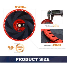 Metal Cutting Diamond Blade 9"- BRSCHNITT 230mm All-Purpose Diamond Saw Blade for Rebar Sheet Metal Angle Iron Stainless Steel Concrete.