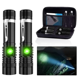 LED Tactical Flashlight Rechargeable, IPX6 Waterproof Flashlight, 2000lm, Super Bright LED, Zoomable, Pocket-Size Small LED Flashlight for Hiking, Camping, Emergency - with Carry Case