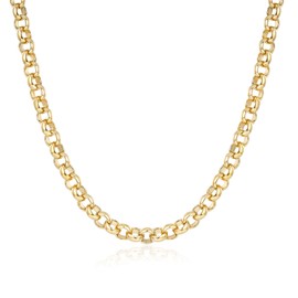 8mm Gold Plated Belcher Chain Necklace – 24 Inch Classic Round Link Chain – Smooth Polished Gold Plated Jewellery – Heavyweight Statement Necklace – Bling King London