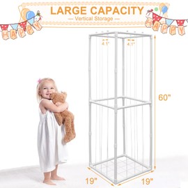 Cerpourt Stuffed Animal Storage,PVC Tube Zoo Stuffed Animal Holder with Elastic Band,Space Save Vertical Kids Plush Toy Organizer,Ideal for Boys Girls Nursery Playroom Kidroom Bedroom-White