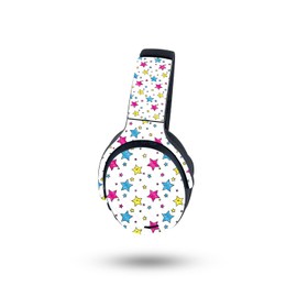 MightySkins Carbon Fiber Skin Compatible with Skullcandy Crusher ANC 2 - Smiley Stars | Protective, Durable Textured Carbon Fiber Finish | Easy to Apply