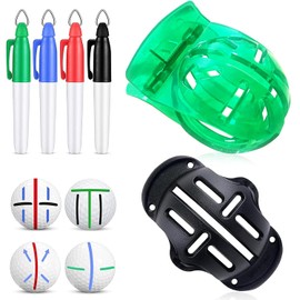 FUZVOL 6 Pcs Golf Ball Line Drawing Marking Alignment Kits Golf Accessories with 2 Pieces Golf Ball Liner Template and 4 Pieces Golf Ball Marker Pen Golf Marker Tools for Golf Lovers Golf Training