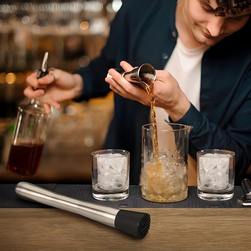 Ice Crusher Barware Cocktail Muddler,Cocktail Stirrer, Stainless Steel Stirrer, Lime