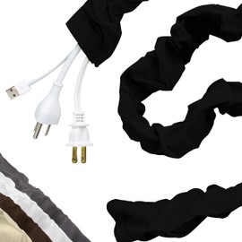 Cordinate Fabric Cord Cover, 6 ft, Hides Cables, Great for Lamps, Light Fixtures, and Desks, Cable Management, Easy Installation, Black, 40729