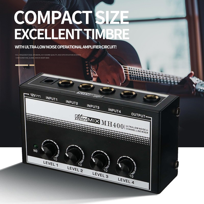 HSCLPM Headphone Amplifier with Audio Cable, HA400 4-Channel Metal Stereo