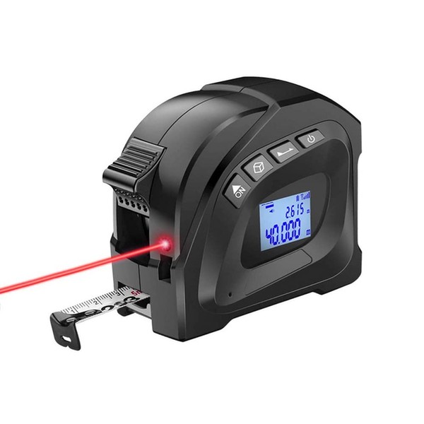 Laser Tape Measure, 3 in 1 Digital Laser Distance Meters with LCD Display, 40M/131FT Laser Measure, 5M/16FT Tape Measure, Distance/Area/Volume/Pythagorean, Unit Switching, Data Storage