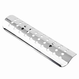 Universal Motorcycle Hole Heat Shield Straight Exhaust Pipe Cover Guard Safety for Choppers Cruisers Cool Stylish Design Metal Steel Black (Silver)