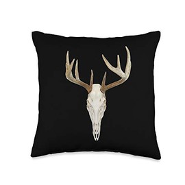 Deer Hunting Gear Gifts Deer Hunting Skull Whitetail Buck Throw Pillow, 16x16, Multicolor