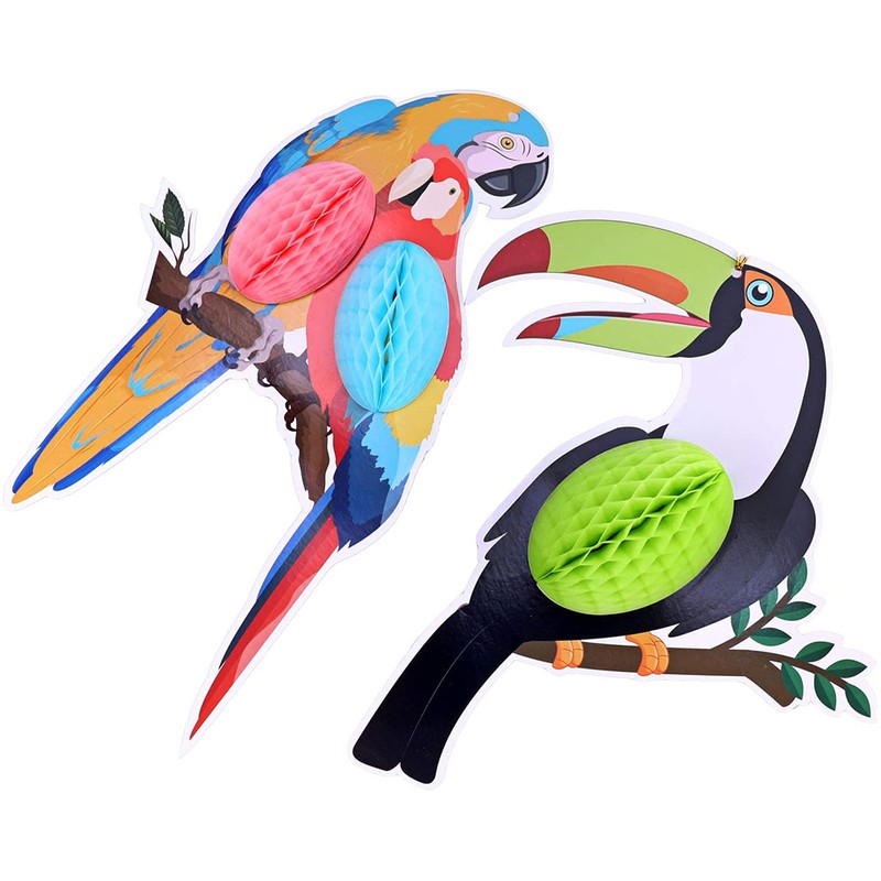6pcs/set Paper Hanging Parrot Decoration Tropical Party Decoration Summer Party