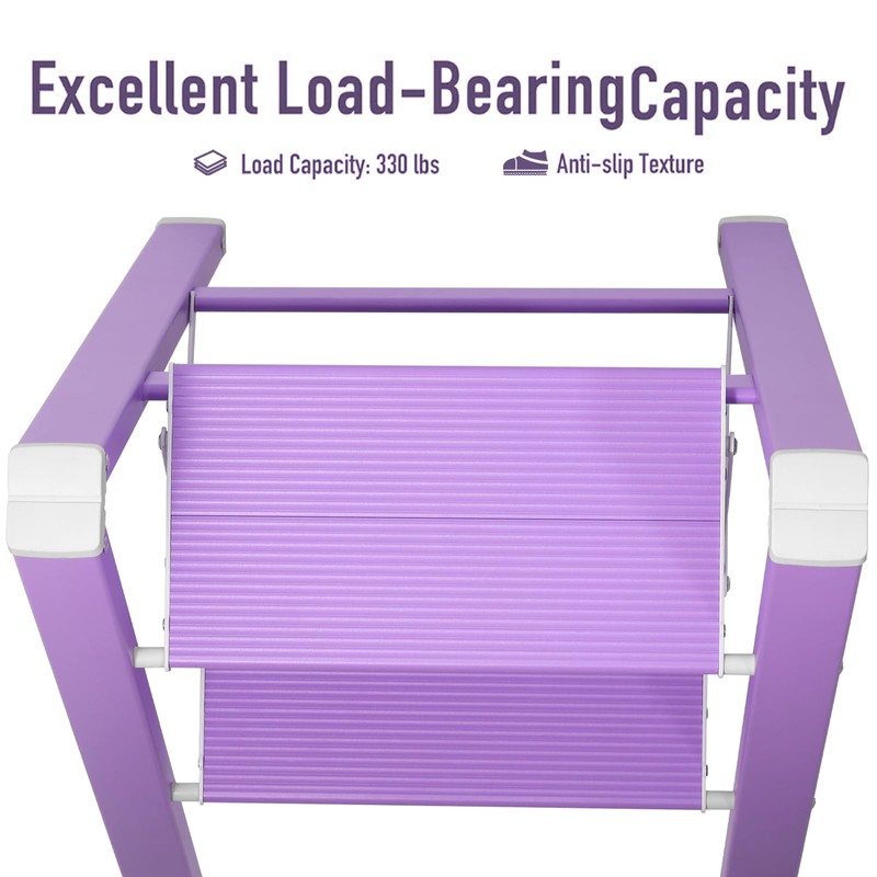 2 Step Lightweight Folding Ladder for Home, 330lbs Aluminum Step