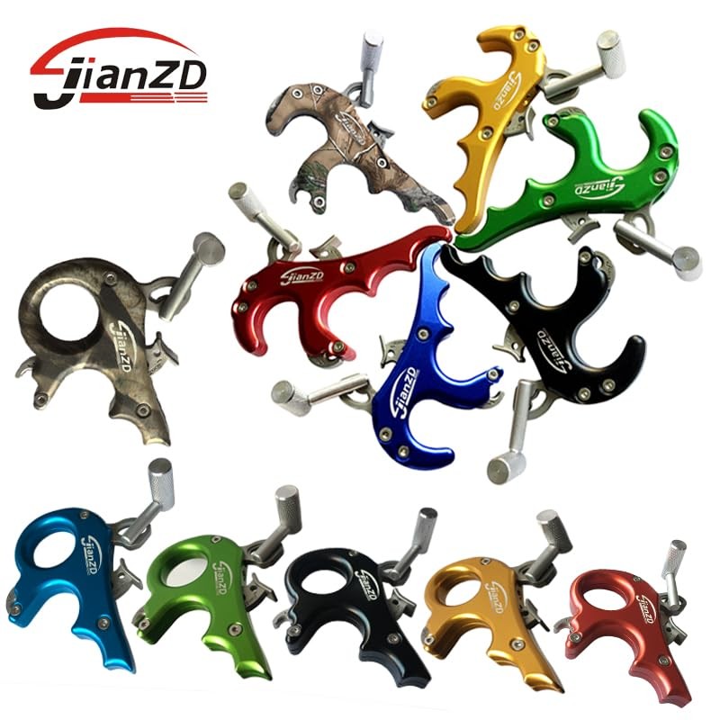 JIANZD Compound Bow Release Aid, Aluminum Alloy 4 Finger Trigger