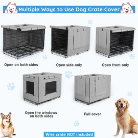 Dog Crate Cover 36 Inch Thickened Dog Kennel Cover Windproof Puppy Cage Cover with Mesh Windows on Both Sides Portable Crate Covers for Dogs Cages Fit for Indoor/Outdoor Use