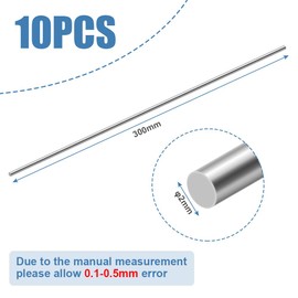 OFFCUP Stainless Steel Round Rods, 10pcs Round Steel Metal Rods, 2mm x 300mm Round Steel Rod High Speed Steel Bar Stock for Shaft Gear Drill Lathes Boring Machine Turning Miniature DIY Craft