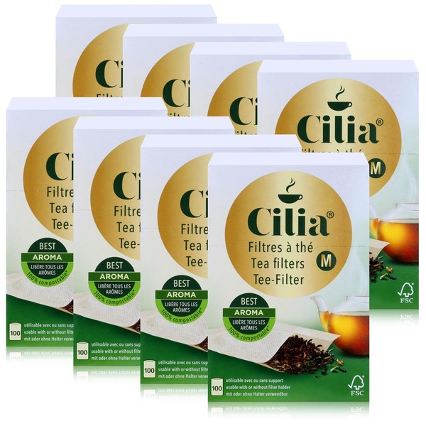 CILIA® Tea Filter Pack of 100 Size M Can Be Used With / Without Holder (Pack of 8)