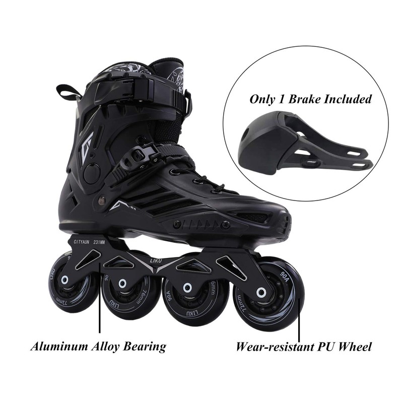 LIKU Fitness Professional Inline Skates Women Men Adult Youth Black