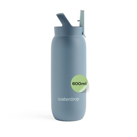 Waterdrop® All Purpose Thermos Flask 600 ml Water Bottle with Straw, Insulated Stainless Steel, 24 Hours Cold - 6 Hours Hot. With Straw Lid, Leak-proof & Shatterproof