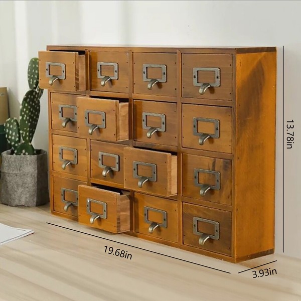Unbranded Desk Drawer Organizer Wooden Storage Box Rustic Small Parts