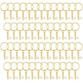 mumisuto 50 piezas Argolla para Llavero, Anillos de Llavero con Cadena y Conector, Dorado Anillos de Llavero para Manualidades, Cadenas para Llaveros de Metal para Joyas Clip y Manualidades DIY