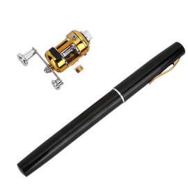 Cyrank Mini Pocket Pen Fishing Rod, Portable Telescopic Fishing Pen with Fishing Reel for Saltwater, Freshwater(Black)