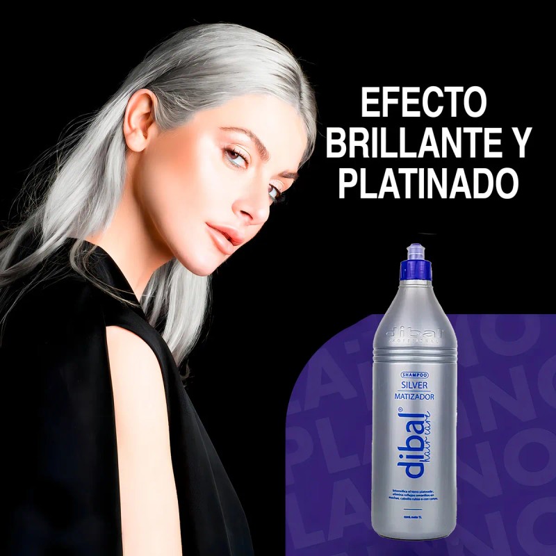 Shampoo Dibal Silver Intensifica Tono Cabello Plateado 1 Lt